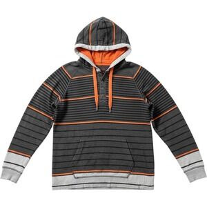 Foot‎ Locker Striped Henley Hoodie W Size L Cotton Blend Gray Orange Gorpcore